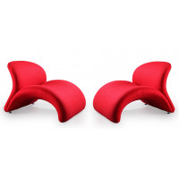 Manhattan Comfort 2-AC013-RD Rosebud Red Wool Blend Accent Chair (Set of 2)
